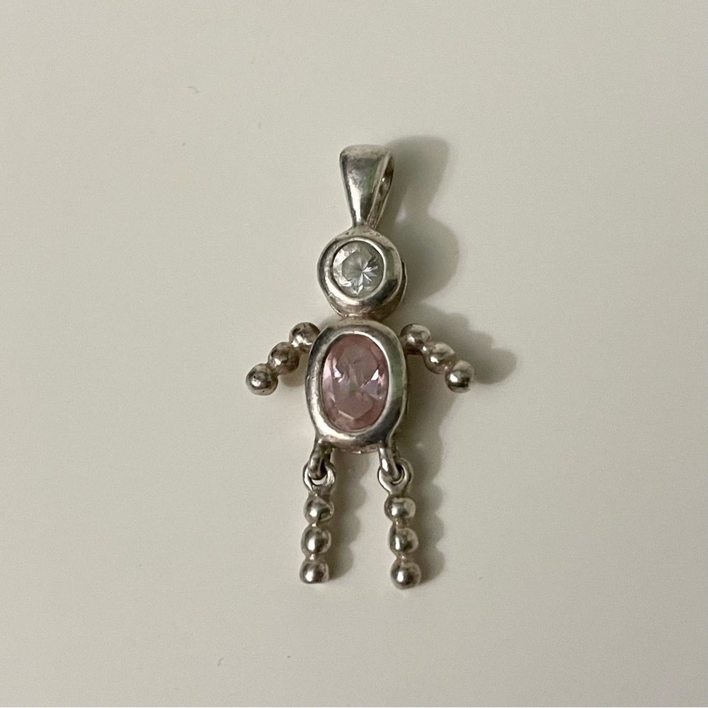 Silver Tone Birthstone Babies October Charm Pendant